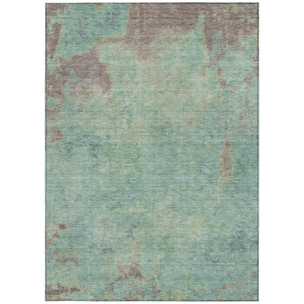 Homeroots 3' X 5' Abstract Artichoke Green And Eggplant Washable Area Rug For Indoor And Outdoor Use Seafoam Polyester 618458