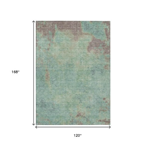 Homeroots 3' X 5' Abstract Artichoke Green And Eggplant Washable Area Rug For Indoor And Outdoor Use Seafoam Polyester 618459