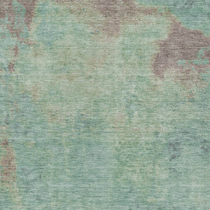 Homeroots 3' X 5' Abstract Artichoke Green And Eggplant Washable Area Rug For Indoor And Outdoor Use Seafoam Polyester 618459