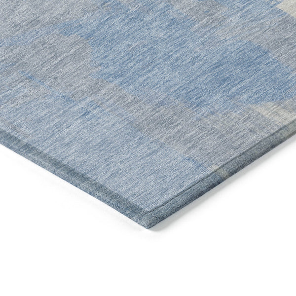 Homeroots 3' Washable Indoor Outdoor Area Rug In Abstract Design - Durable, Stain Resistant, And Stylish! Denim Polyester 618465