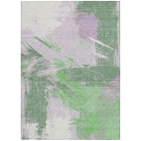 Homeroots 3' Washable Indoor Outdoor Area Rug In Abstract Design - Durable, Stain Resistant, And Stylish! Green Polyester 618466