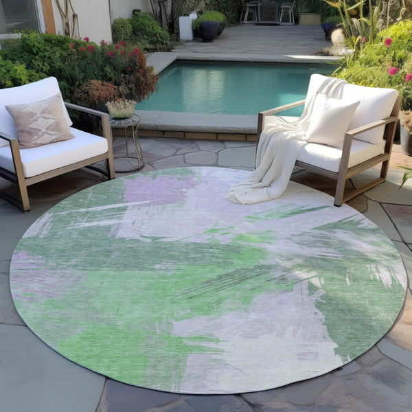 Homeroots 3' Washable Indoor Outdoor Area Rug In Abstract Design - Durable, Stain Resistant, And Stylish! Green Polyester 618468