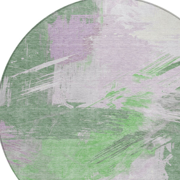 Homeroots 3' Washable Indoor Outdoor Area Rug In Abstract Design - Durable, Stain Resistant, And Stylish! Green Polyester 618468