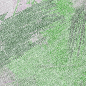 Homeroots 3' Washable Indoor Outdoor Area Rug In Abstract Design - Durable, Stain Resistant, And Stylish! Green Polyester 618468