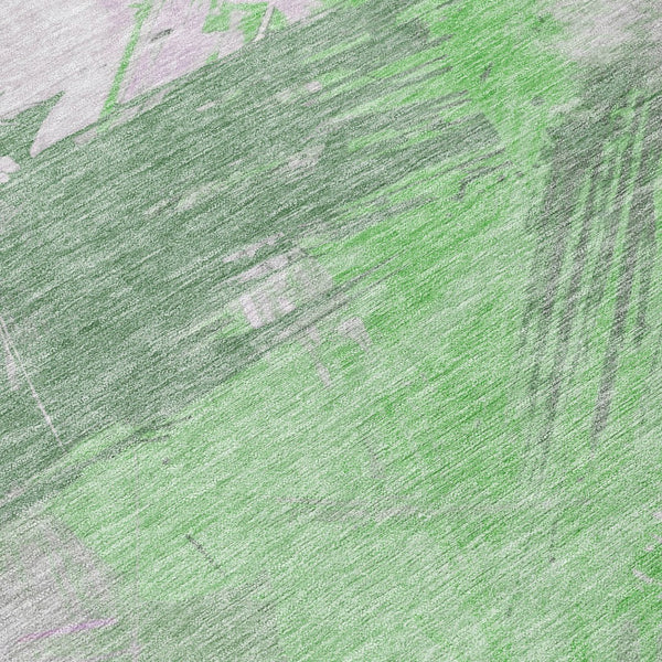 Homeroots 3' Washable Indoor Outdoor Area Rug In Abstract Design - Durable, Stain Resistant, And Stylish! Green Polyester 618468