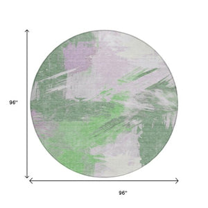 Homeroots 3' Washable Indoor Outdoor Area Rug In Abstract Design - Durable, Stain Resistant, And Stylish! Green Polyester 618468