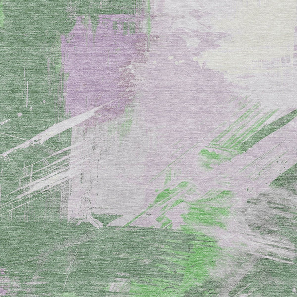 Homeroots 3' Washable Indoor Outdoor Area Rug In Abstract Design - Durable, Stain Resistant, And Stylish! Green Polyester 618469