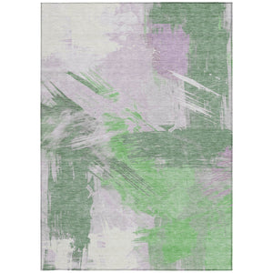 Homeroots 3' Washable Indoor Outdoor Area Rug In Abstract Design - Durable, Stain Resistant, And Stylish! Green Polyester 618470