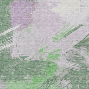 Homeroots 3' Washable Indoor Outdoor Area Rug In Abstract Design - Durable, Stain Resistant, And Stylish! Green Polyester 618470