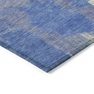 Homeroots 3' Washable Indoor Outdoor Area Rug In Abstract Design - Durable, Stain Resistant, And Stylish! Navy Polyester 618476
