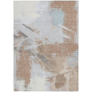 Homeroots 3' Washable Indoor Outdoor Area Rug In Abstract Design - Durable, Stain Resistant, And Stylish! Paprika Polyester 618478