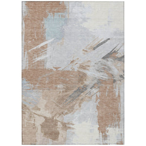 Homeroots 3' Washable Indoor Outdoor Area Rug In Abstract Design - Durable, Stain Resistant, And Stylish! Paprika Polyester 618479