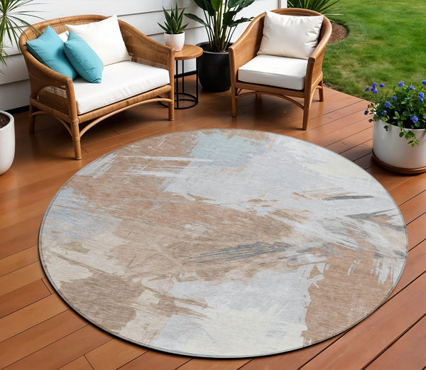 Homeroots 3' Washable Indoor Outdoor Area Rug In Abstract Design - Durable, Stain Resistant, And Stylish! Paprika Polyester 618480