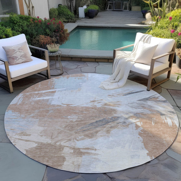 Homeroots 3' Washable Indoor Outdoor Area Rug In Abstract Design - Durable, Stain Resistant, And Stylish! Paprika Polyester 618480