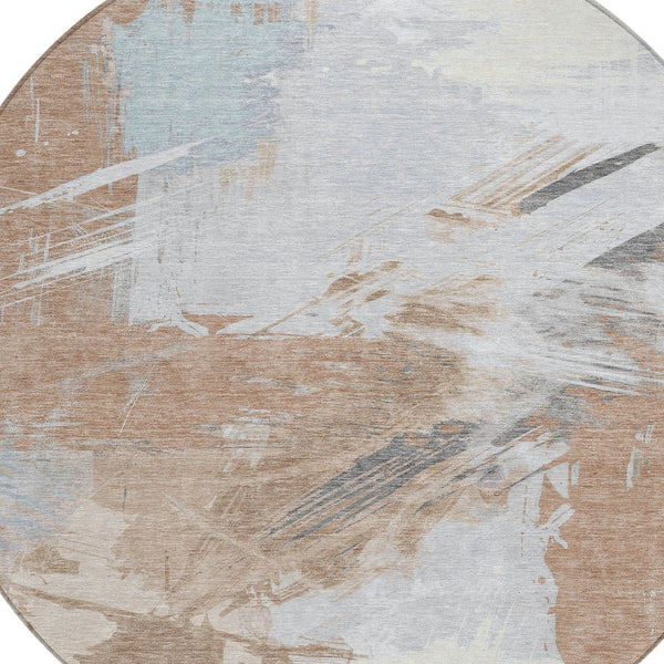 Homeroots 3' Washable Indoor Outdoor Area Rug In Abstract Design - Durable, Stain Resistant, And Stylish! Paprika Polyester 618480