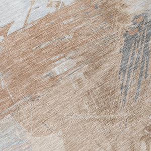 Homeroots 3' Washable Indoor Outdoor Area Rug In Abstract Design - Durable, Stain Resistant, And Stylish! Paprika Polyester 618480