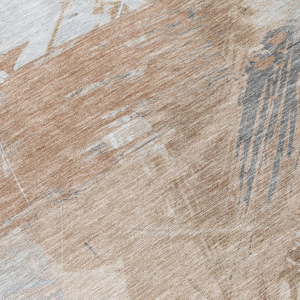 Homeroots 3' Washable Indoor Outdoor Area Rug In Abstract Design - Durable, Stain Resistant, And Stylish! Paprika Polyester 618480