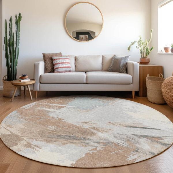 Homeroots 3' Washable Indoor Outdoor Area Rug In Abstract Design - Durable, Stain Resistant, And Stylish! Paprika Polyester 618480