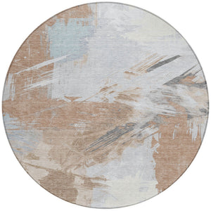 Homeroots 3' Washable Indoor Outdoor Area Rug In Abstract Design - Durable, Stain Resistant, And Stylish! Paprika Polyester 618480