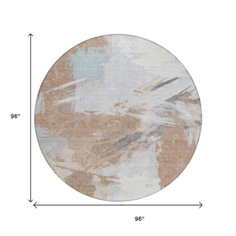 Homeroots 3' Washable Indoor Outdoor Area Rug In Abstract Design - Durable, Stain Resistant, And Stylish! Paprika Polyester 618480