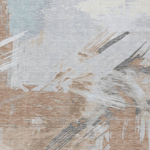 Homeroots 3' Washable Indoor Outdoor Area Rug In Abstract Design - Durable, Stain Resistant, And Stylish! Paprika Polyester 618481