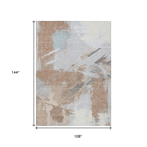 Homeroots 3' Washable Indoor Outdoor Area Rug In Abstract Design - Durable, Stain Resistant, And Stylish! Paprika Polyester 618482