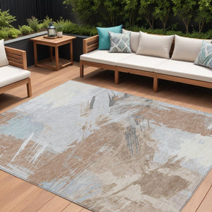 Homeroots 3' Washable Indoor Outdoor Area Rug In Abstract Design - Durable, Stain Resistant, And Stylish! Paprika Polyester 618482