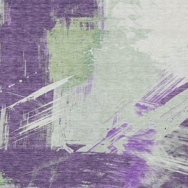 Homeroots 3' Washable Indoor Outdoor Area Rug In Abstract Design - Durable, Stain Resistant, And Stylish! Purple Polyester 618485