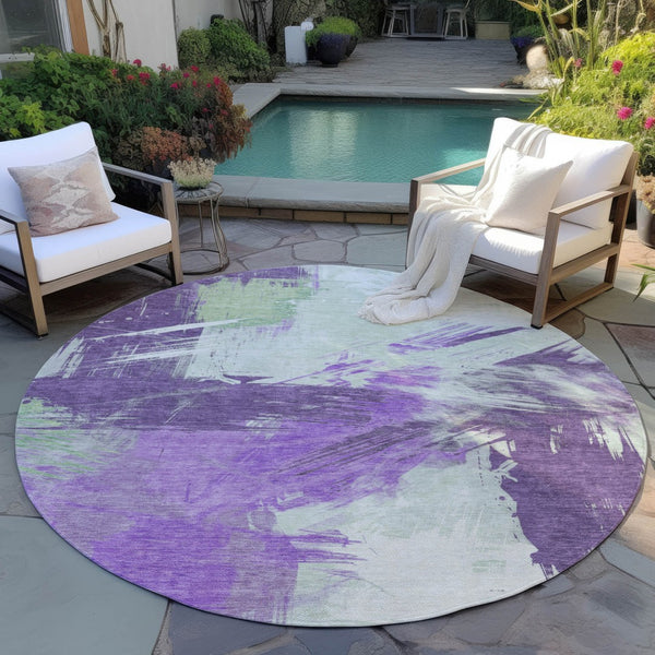 Homeroots 3' Washable Indoor Outdoor Area Rug In Abstract Design - Durable, Stain Resistant, And Stylish! Purple Polyester 618486
