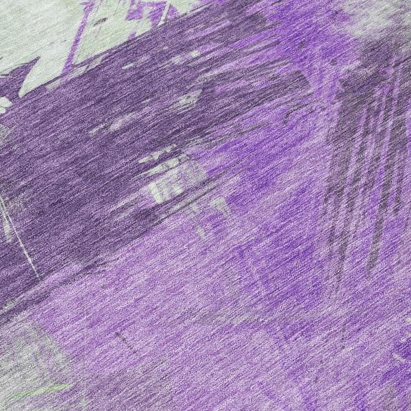 Homeroots 3' Washable Indoor Outdoor Area Rug In Abstract Design - Durable, Stain Resistant, And Stylish! Purple Polyester 618486