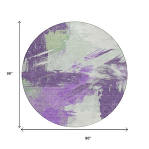 Homeroots 3' Washable Indoor Outdoor Area Rug In Abstract Design - Durable, Stain Resistant, And Stylish! Purple Polyester 618486