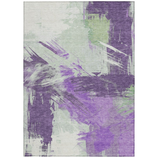 Homeroots 3' Washable Indoor Outdoor Area Rug In Abstract Design - Durable, Stain Resistant, And Stylish! Purple Polyester 618487