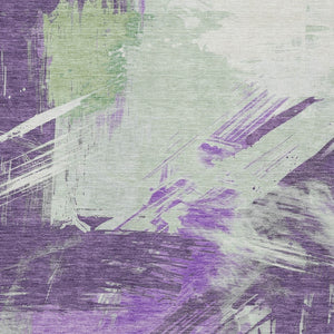 Homeroots 3' Washable Indoor Outdoor Area Rug In Abstract Design - Durable, Stain Resistant, And Stylish! Purple Polyester 618489