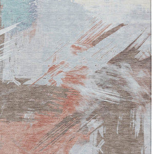 Homeroots 3' Washable Indoor Outdoor Area Rug In Abstract Design - Durable, Stain Resistant, And Stylish! Taupe Polyester 618496