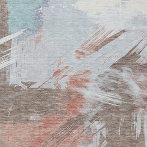 Homeroots 3' Washable Indoor Outdoor Area Rug In Abstract Design - Durable, Stain Resistant, And Stylish! Taupe Polyester 618497