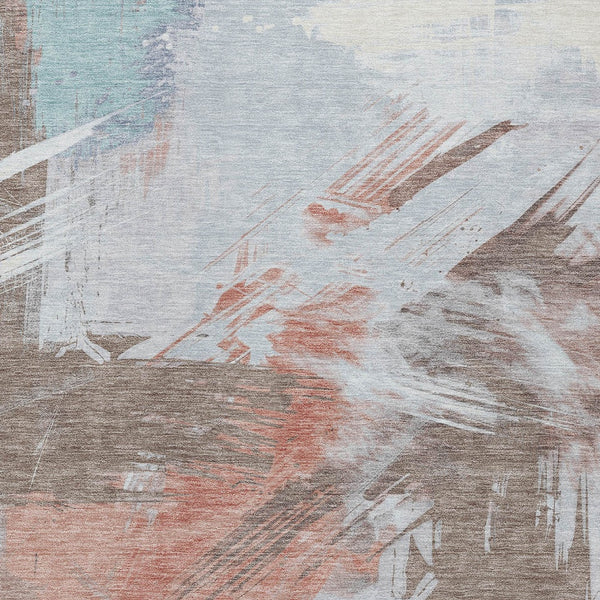 Homeroots 3' Washable Indoor Outdoor Area Rug In Abstract Design - Durable, Stain Resistant, And Stylish! Taupe Polyester 618497