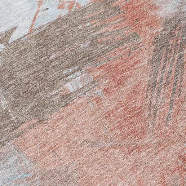 Homeroots 3' Washable Indoor Outdoor Area Rug In Abstract Design - Durable, Stain Resistant, And Stylish! Taupe Polyester 618498