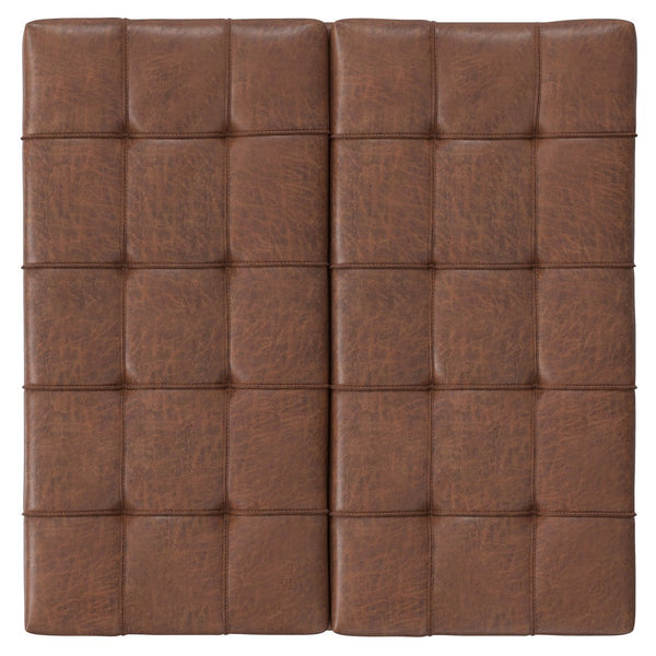 English Elm Mariah Upholstered Lift-Top Storage Ottoman with Split Top, Tufted Vegan Leather, Walnut Base (37.4") Brown B136P252682