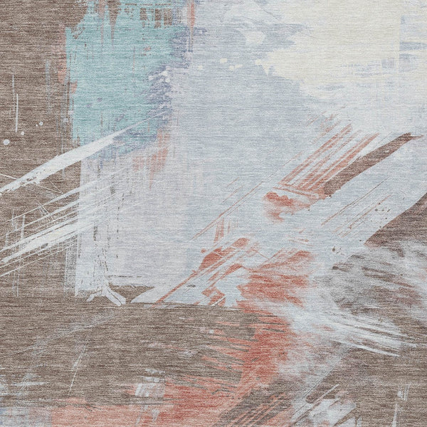 Homeroots 3' Washable Indoor Outdoor Area Rug In Abstract Design - Durable, Stain Resistant, And Stylish! Taupe Polyester 618500