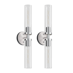 English Elm Wall Matte Modern Sconces Set of 2 for Bathroom Mirror & Hallway — Clear Glass LED Hardwired Surface Mount Brushed Nickel W1340P356900
