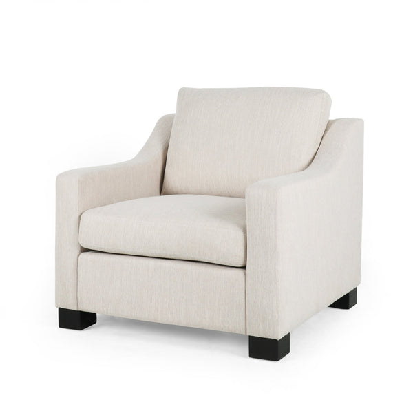 English Elm Christopher Knight Home® - Contemporary Beige Fabric Club Chair with Plush Polyester Upholstery, Birch Legs & Curved Arms (98) N758P268286A