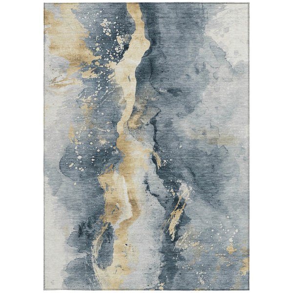 Homeroots 3' Abstract Gold Washable Indoor Outdoor Area Rug - Stylish Durability For Home And Garden Spaces Graphite Polyester 618502