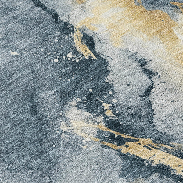 Homeroots 3' Abstract Gold Washable Indoor Outdoor Area Rug - Stylish Durability For Home And Garden Spaces Graphite Polyester 618502