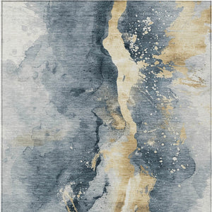 Homeroots 3' Abstract Gold Washable Indoor Outdoor Area Rug - Stylish Durability For Home And Garden Spaces Graphite Polyester 618503