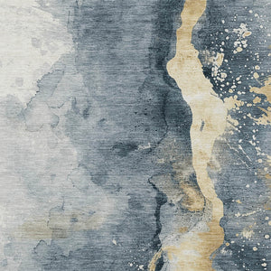 Homeroots 3' Abstract Gold Washable Indoor Outdoor Area Rug - Stylish Durability For Home And Garden Spaces Graphite Polyester 618503