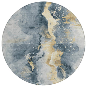 Homeroots 3' Abstract Gold Washable Indoor Outdoor Area Rug - Stylish Durability For Home And Garden Spaces Graphite Polyester 618504