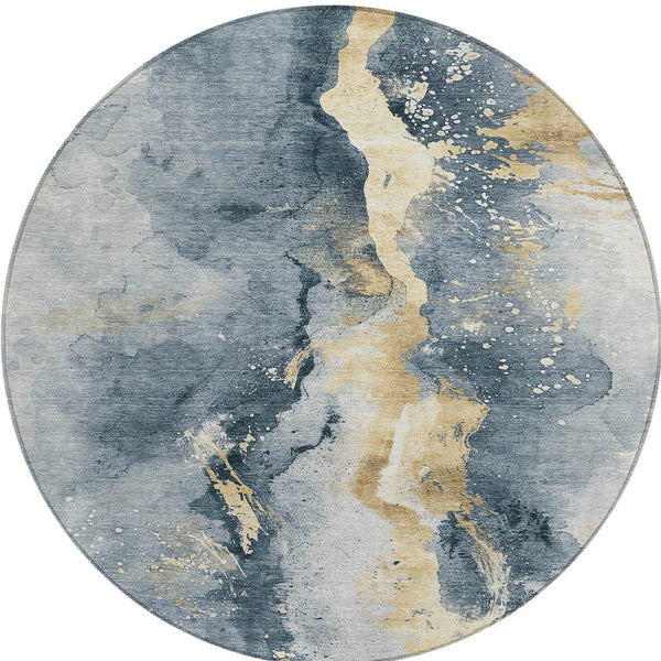 Homeroots 3' Abstract Gold Washable Indoor Outdoor Area Rug - Stylish Durability For Home And Garden Spaces Graphite Polyester 618504