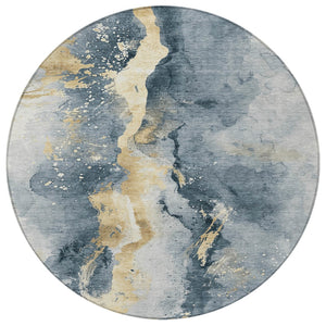 Homeroots 3' Abstract Gold Washable Indoor Outdoor Area Rug - Stylish Durability For Home And Garden Spaces Graphite Polyester 618504