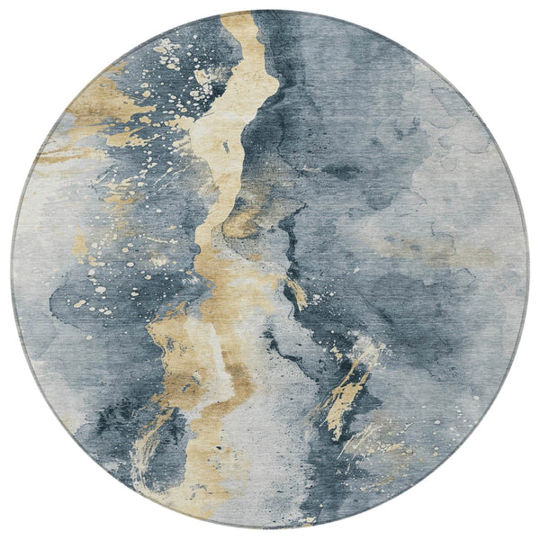 Homeroots 3' Abstract Gold Washable Indoor Outdoor Area Rug - Stylish Durability For Home And Garden Spaces Graphite Polyester 618504