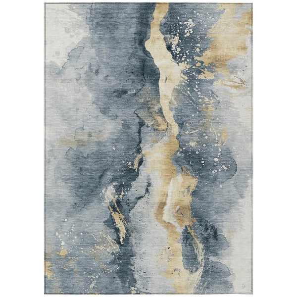 Homeroots 3' Abstract Gold Washable Indoor Outdoor Area Rug - Stylish Durability For Home And Garden Spaces Graphite Polyester 618505